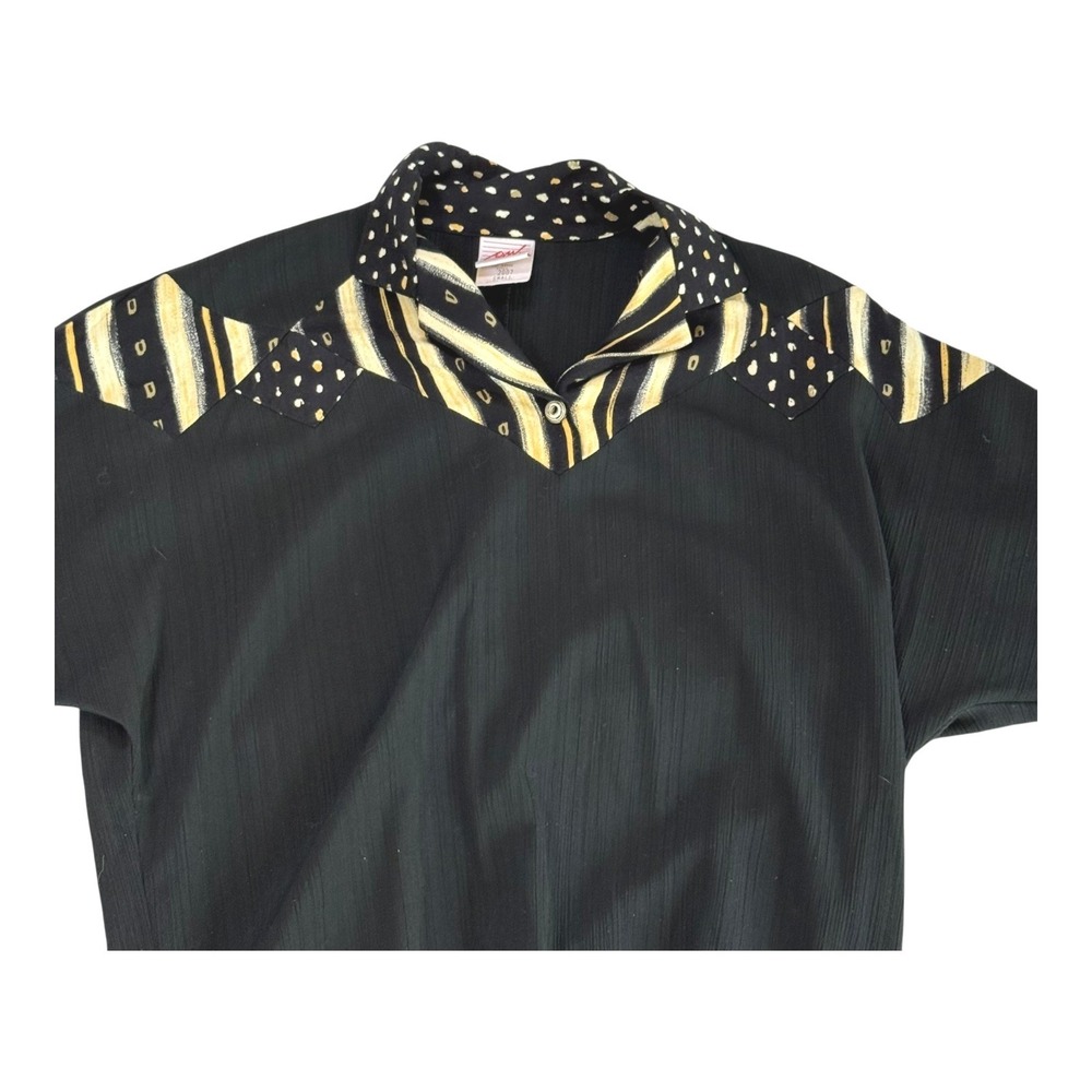 Vintage GANT Division of Craft Blouse Small Black Abstract Batwing 80s 90s